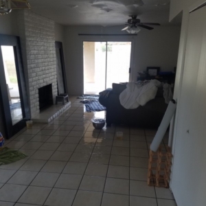 2 Story Water Leak, Living Room, Mesa Arizona, Paint Bubbling