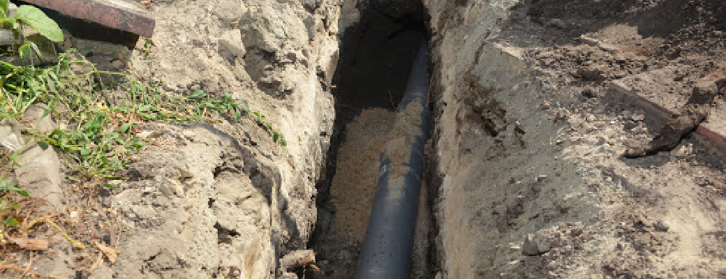 Sewage Backup - Sewer pipe in trench - Arizona Total Home Restoration - Scottsdale, AZ